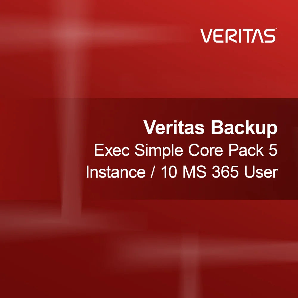 Veritas Backup Exec Simple Core Pack 5 Instância / 10 Utilizador MS 365